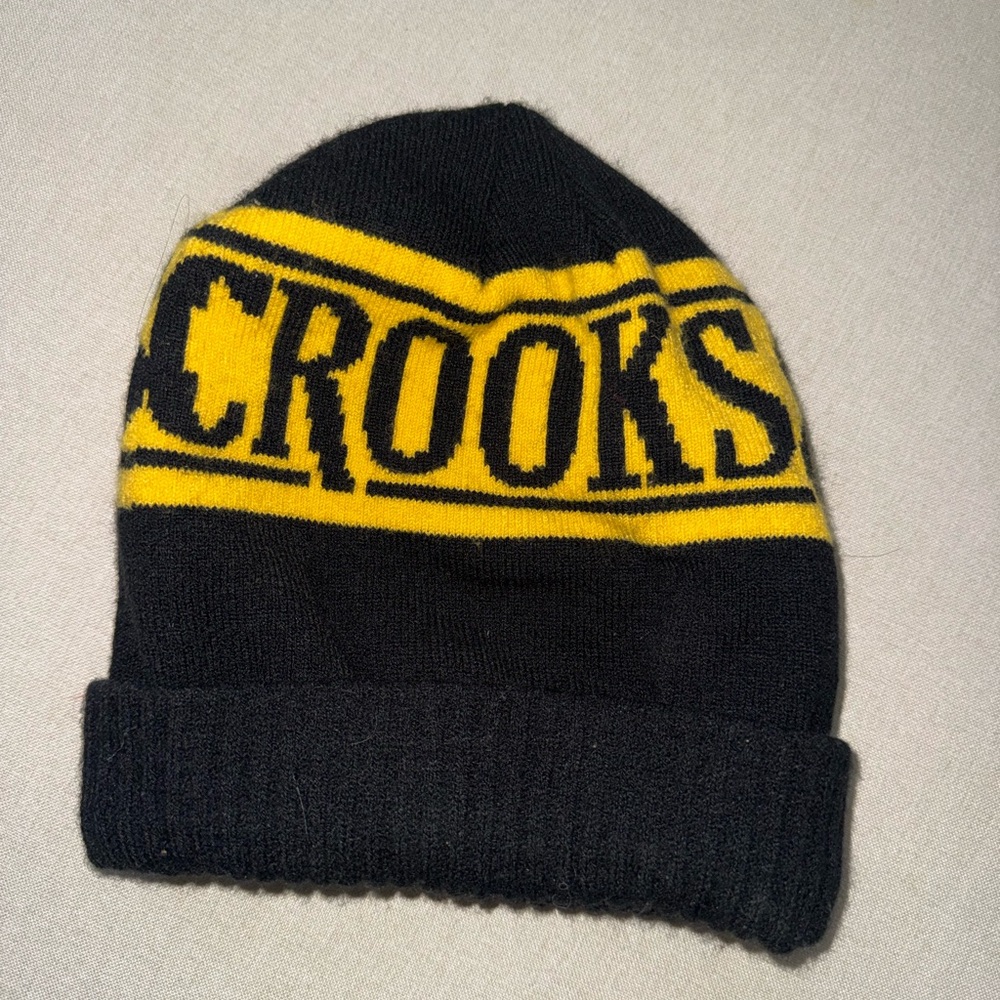 Crooks & Castles Black and Yellow Logo Beanie
